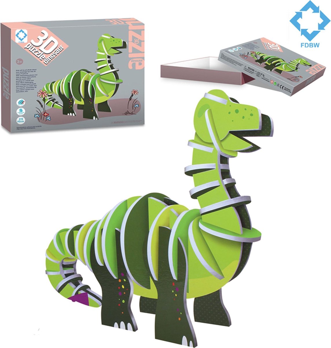 3D Puzzel | Dinosaurus – Brontosaurus speelgoed | Dino Speelgoed | Dinosaurus Puzzel | Puzzel zelf maken - Puzzel 3 jaar